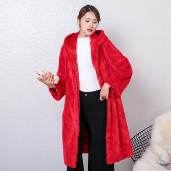2018 ženy, prírodné skutočné umelecké noriek kožušinový kabát s kapucňou dlhé