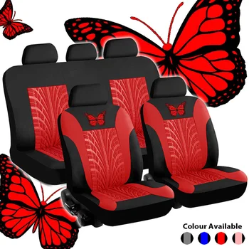 Všeobecné Auto Kryt Sedadla Nastavte Butterfly-Vzor Výšivky Auto Kryt Sedadla Celý Set Interiérové Doplnky Auto Kryt Sedadla