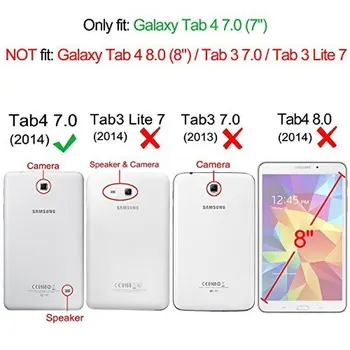 Karta 4 7.0 T230 T231 T235 360 Kožené puzdro Pre Samsung Galaxy Tab 4 7.0 SM-T230 SM-T231 360 Stupňové Otáčanie PU Kože Flip Cove.