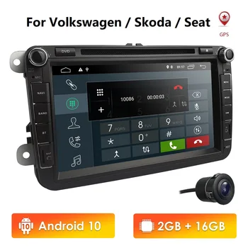DSP 2din Android 10 Auta GPS Navigácie pre VW SKODA Volkswagen GOLF V, PASSAT, POLO JETTA TIGUAN dvd prehrávač 4G