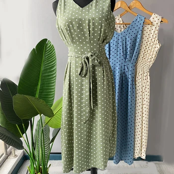 Lizkova bez Rukávov Dot Letné Šaty Žien Zelená tvaru Tunika Obväz Elegantné Vestido de Mujer 2020 Plus Veľkosť Nádrže Šaty