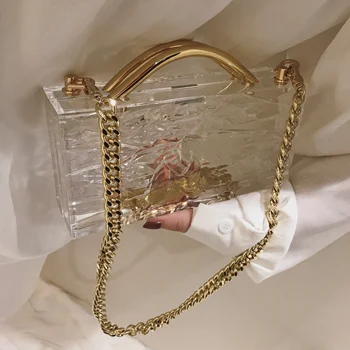 Priehľadný akrylový spojka kabelku ženy transparentný program messenger taška dizajnér ľad kabelka tote Dubaj dievča vintage strany letná taška