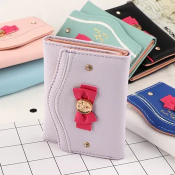 Ženy Krátke Peňaženky Candy Farby Luk Uzol Spojka Kabelku Módne Dievča Sailor Moon Peňaženky, Kabelky Karty, Mince Taška 2020 Nové Populárne