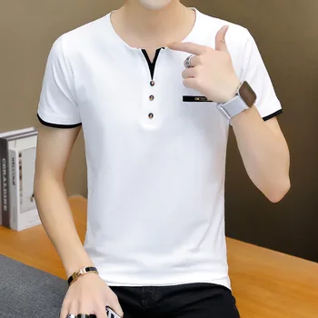 Chun xia han edition pánske T-shirt tvaru kultivovať jeden morálky teenagerov zabezpečenie vykresliť bez podšívky horný odev z bavlny T-shir