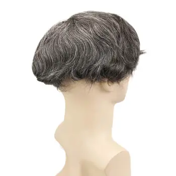 Švajčiarsky Úplné Čipky pánske oupee 1B Čierna Farba, pravé Ľudské Vlasy Zmiešané 20% Sivej Syntetické Vlasy Náhradné pre Mužov Hairpiece 10X8