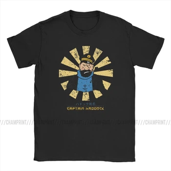 Kapitán Treska Retro Japonský The Adventures Of Tintin T Shirt Mužov Bavlna T-Shirts Herge Komické Zasnežené Psa Tričká Krátky Rukáv