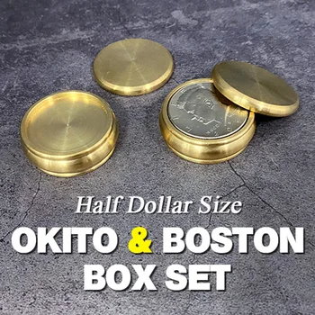 Okito & Boston Box Set (Pol Dolára Veľkosť) Magický Trik Mince Zobrazujú Sa Strácajú Magia Kúzelník Zblízka Ilúzie Trik Prop Elementary Meditation