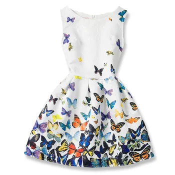 Deti, Dievčatá Šaty Butterfly Princezná Šaty bez Rukávov pre Deti, Oblečenie pre Baby Girl Tutu Šaty Módne Deti Oblečenie Vestidos