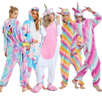 Kigurumi Ženy Jednorožec Steh Onesies Unisex Zime Vianoce Pyžamo Odev Anime Kostýmy Dospelých Flanelové Pyžamo Sleepwear