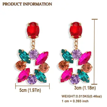 Dvacaman Luxusné Farebné Sklo Veľké Srdce Drop Náušnice pre Ženy Móda Geometrické Crystal Prívesok Náušnice Boho Šperky, Svadobné