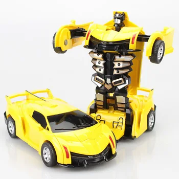 2020 Nový detí jedným tlačidlom vplyv transformátory 5 inerciálnych vplyv transformátory auto robot 13,5 cm