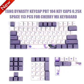 Novej Tang Dynastie Keycap PBT 104 Kláves Caps 6.25 X Priestor 113 ks Pre Cherry MX Klávesnica, darček fialová