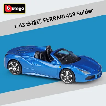 Bburago 1: 43 Ferrari 488 Spider modrá zliatiny auto model Kolekcie Darček Dekorácie, hračky