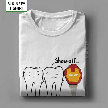 Pánske Show-off Zub T-Shirts Zubný Implantát Stomatológia Stomatológia Tees Posádky Krku, Krátke Rukáv Topy Bavlna Tričko Plus Veľkosť