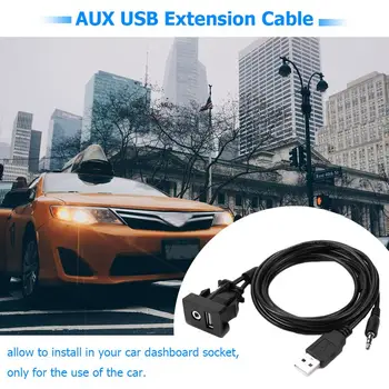 Biurlink 100 CM Auta Dash Flush Mount USB Port, Panel Auto, Loď 3.5 mm AUX, USB Predlžovací Kábel Adaptéra pre Toyota Volkswagen