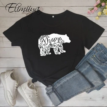 Elimiiya dámske Tričko Ženy Nadrozmerné Medveď Tlačiť T-Shirt Lete Krátky Rukáv Dámske Žena Topy Streetwear Tees Hippie Duše