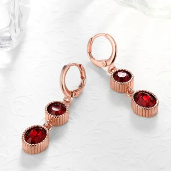 ROLILASON vintage červená živica prívesok rose gold farebné náušnice jar klasické elegantné šperky ženy JE1187