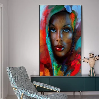 Modré Oči Abstraktné Africkej Ženy Umelecké Plátno Obrazy na Stenu Umenie Plagáty A Vytlačí Čierna Žena Umenie Fotografie Domova