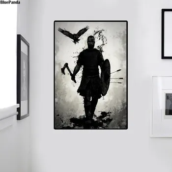 Valhalla Abstraktné Kresby Čierne Biele Plátno, Vytlačí Obrázok Modulárny Obrazy Pre Obývacia Izba Plagát Na Stenu Domova