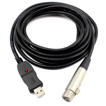 USB XLR Mikrofón Audio Kábel mužmi A/D Konverzia Audio Signálu Zosilnenie Mikrofónu Odkaz Nahrávanie Kábel