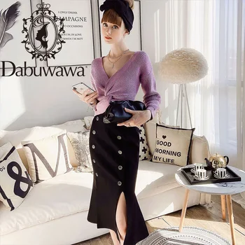 Dabuwawa Sexy Blackish Jeseň Zima Ženy Split Sukne, Elegantné Office Lady Morská víla Sukne High Street Fashion Žena DT1DSK012