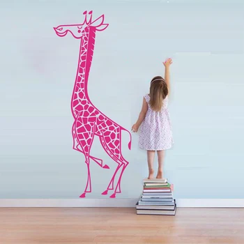 Cartoon Safari Žirafa Stenu Kotúča, Spálňa, Detská Škôlka Veľké Žirafa Zvierat Pet Jungle Lesa Stenu, Nálepky, herňa Vinyl Umenie