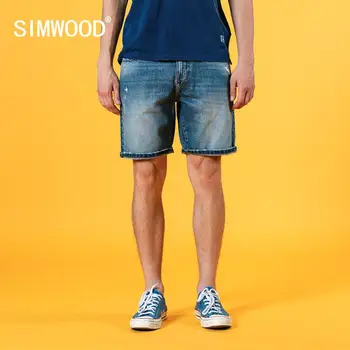 SIMWOOD 2020 Lete nové roztrhlo denim šortky muži móda roztrhlo vintage umyté šortky plus veľkosť bavlna, nohavice SJ150613