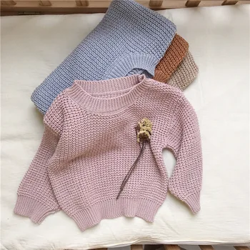 Na jar a na jeseň deti, dlhý rukáv pletený pulóver sveter baby boy a girl mäkké krásny sveter top