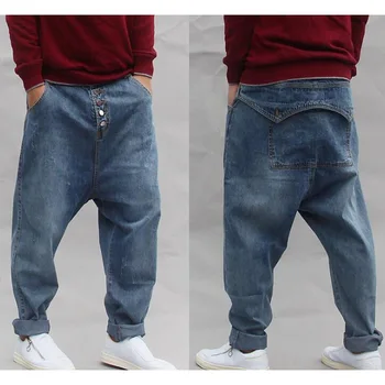 Nový Hip Hop Neforemné Jeans Mens Denim Hip hop Voľné Nohavice Rap Rifle Pre Chlapca Rapper Móda Plus veľkosť Denim Džínsy Mužov