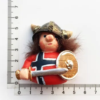 Magnety na chladničku dánska cestovného Ruchu obchod so Viking Pirát Horn Prilba Plyšové 3D Farby Maľovanie Chladnička Nálepky Domov Docor Dary