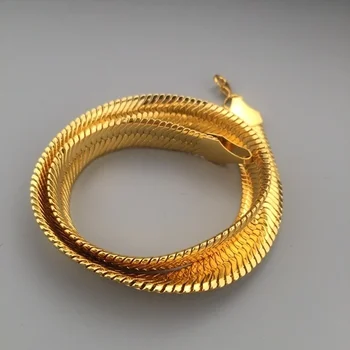 10 MM Široký Had Kosti Reťazca Žlté Zlato Plné Mužov Vyhlásenie pričom Uhlopriečny Náhrdelník 60 cm(23.6