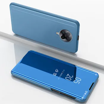 Pre Xiao Poco F2 Pro Telefón Prípade Zrkadlo Flip Prípade Luxusné Lode PU Kožené Stánok plný Kryt Na Ochranu Pocophone X3 NFC