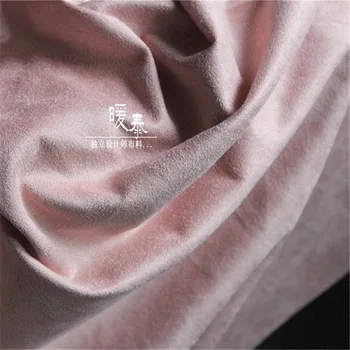 Tenké Matné Semiš Textílie Ružová Faux Suede Fleece Kuracie Fleece DIY Jeseň Zimný Kabát Oblečenie Dizajnér Textílie 0,4 mm