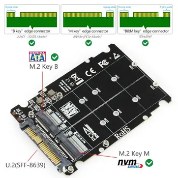 M. 2 SSD na U. 2 Adaptér 2v1 M. 2 NVMe a SATA-Bus NGFF SSD PCI-e U. 2 SFF-8639 Adaptéra PCIe M2 Converter pre Desktop