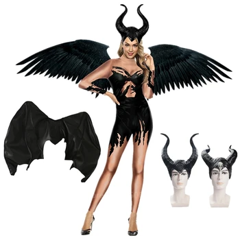 Móda Nový Film Halloween Kostýmy pre Ženy Maleficent Karneval Party Zlo Šípková Ruženka Čarodejnice Cosplay Party Fantázie Jumpsuit