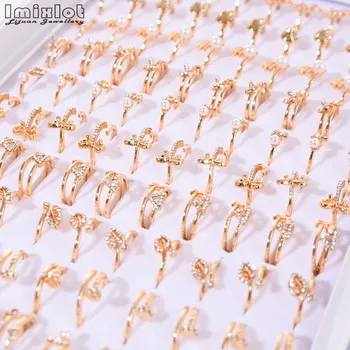 10Pcs Nové Zlaté Strieborná Farba Kovových Zliatin Prstene pre Ženy aj Mužov Najrôznejších Dizajn, Trendy Crystal Zapojenie Snubné Prstene, Šperky