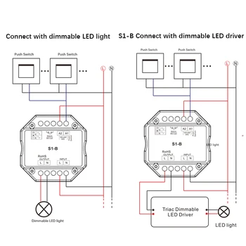 Stmievače LED 220V 230V 110V AC Triac Bezdrôtový RF Stmievateľné Zatlačte Spínač s 2.4 G Diaľkové 220V Dimmer Prepínač pre LED Žiarovka S1-B
