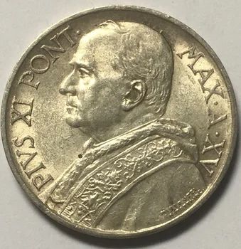 Vatikán 1936 5 Líry Plachtenie Striebornú Mincu 5g 23 mm 83.5% Striebra Reálne Pôvodných Mincí Mene Mince Unc