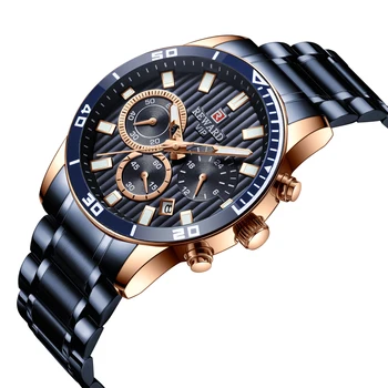 ODMENA Športové Hodinky pre Mužov Blue Top Značky Luxusné Vojenské Nerezové Náramkové Hodinky Muž Hodiny Módne Náramkové hodinky Chronograf