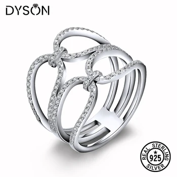 Dyson Skutočné 925 Sterling Silver Jednoduché Stohovateľné Prstene Pre Ženy Geometrické Jasné, Zirkón Módne Acecessories Šperky Veľkoobchod
