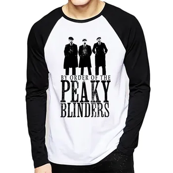 Nové Peaky Blinder T Shirt Mužov Peaky Klapky Oblečenie Lumbálna Tričko Dlhý Rukáv Bežné Tee Tričko Vytlačí Topy Muži T-Shirt