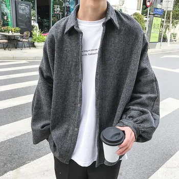 2020 na Jar A na Jeseň Nový kórejský Verzia Voľné Trend Dlhým rukávom Módne Bežné jednofarebné Jednoduché Tričko Black M-2XL