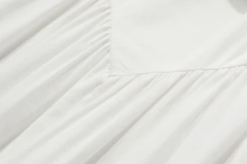 [EAM] Ženy Biela Stručný Ražni Spoločné Obväz Šaty Nové Okrúhlym Výstrihom, Krátky Rukáv Loose Fit Módne Príliv Jar Leto 2021 1W815