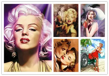 Nové Úplné námestie vŕtať 5d diy diamond maľovanie Marilyn Monroe Elvis Presley Portrét 3D Diamond Mozaiky Remesiel Dekoratívne Maľby