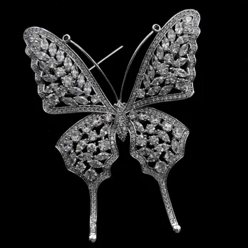 Lesk sa Otvorí Jasné, CZ Kamene Kolík Nastaviť Swallowtail Motýľ Broach Pin Hmyzu Šperky pre Ženy Obleku Tému Party Darček