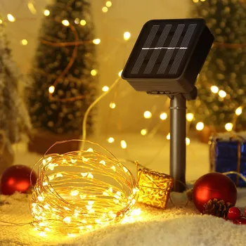 Thrisdar 20 M 30 M 40 M Vonkajšie Slnečné Medený Drôt LED Reťazec Svetlo Sviatok Vianočný Večierok Medi Solárne LED Reťazec Garland Svetlo