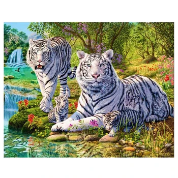 Diamond Výšivky Zvierat Full Round-Diamond Maľovanie Tiger Drahokamu Mozaiky Maľovanie Crystal Home Dekoratívne