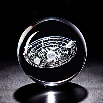 Crystal Ball Paperweight 3D Laserom Vygravírované Solárny Systém Sklenených Miniatúrne Planét Model Oblasti Globálneho Domova Figúrka Dary