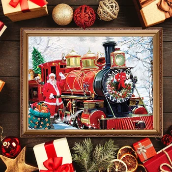 Urob si sám Santa Claus Vlak 5D Diamond Maľovanie Drahokamu Umenie Plné Diamond Výšivky Cross Stitch Zime Vianočný Darček Domova