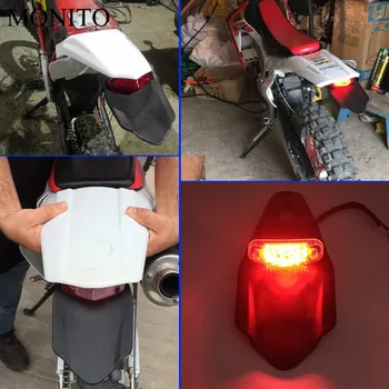 Motocykel Zadný Blatník špz Držiak Držiak S 12V LED zadné svetlo Brzdové Svietidlo Univerzálne Pre Enduro Motocross